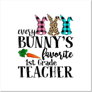 Every Bunny's Favorite 1st Grade Teacher Leopard Buffalo Bunny Easter Day Posters and Art